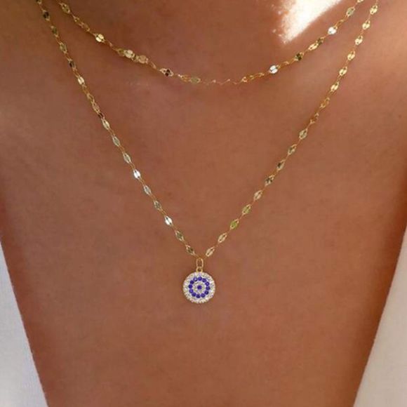 Jewelry - Gold Color Chain Evil Eye Coin Charm Pendant Necklace